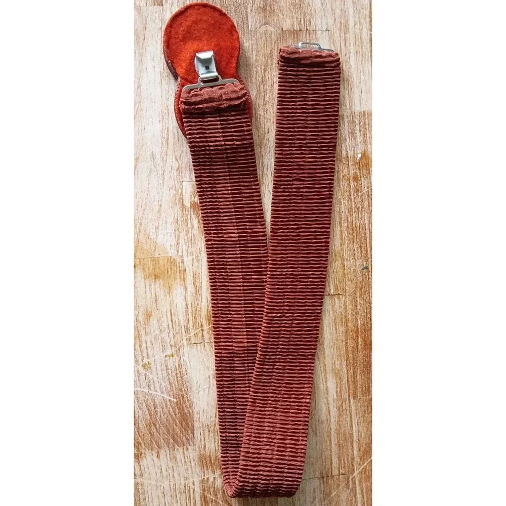 Vintage 1970s Rust Stretch Waist Belt Boho Mod Knot Buckle Wide Elastic Belt